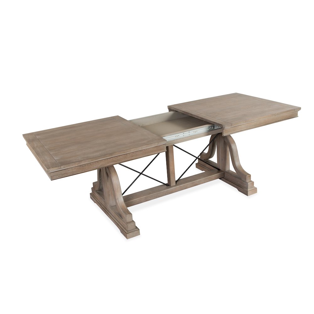 Paxton Place Dovetail Grey Extendable Trestle Dining Table