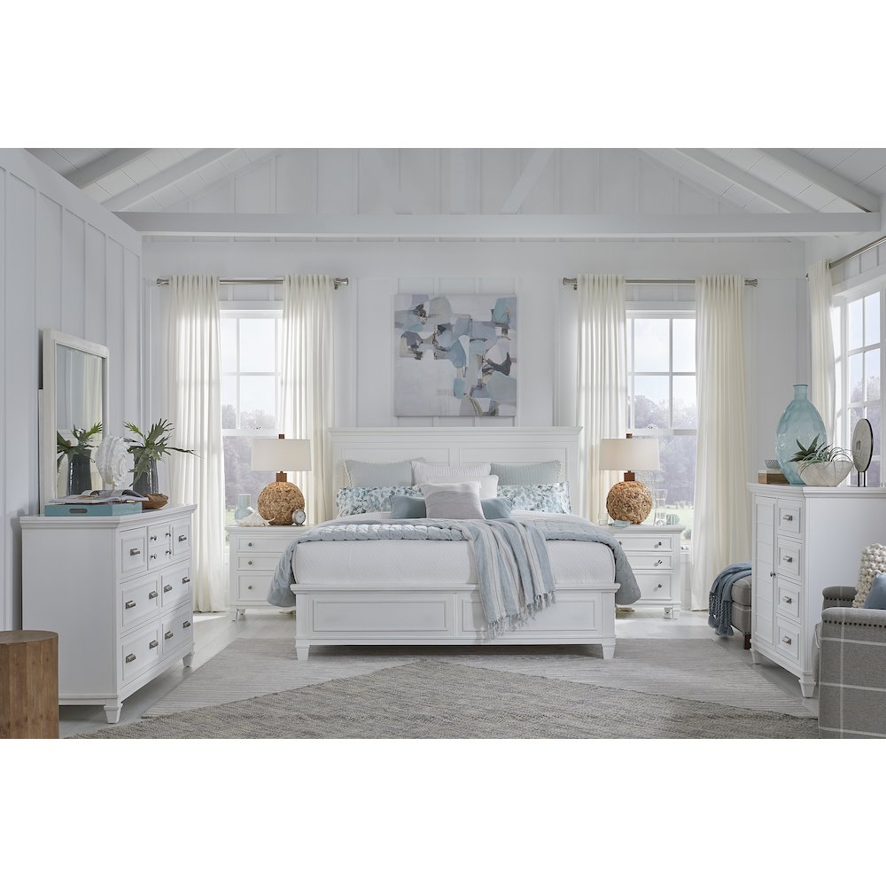 Charleston White Dove King White Panel Bed