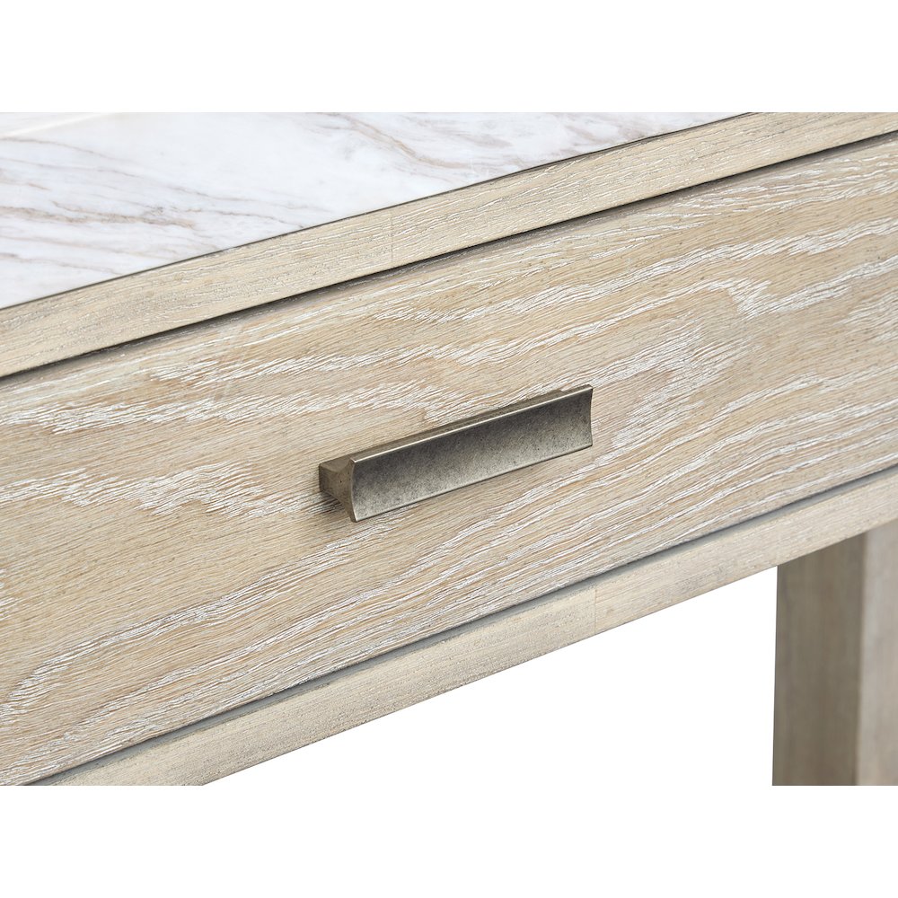 Preston Gallery Buff And Antique Silver Rectangular End Table