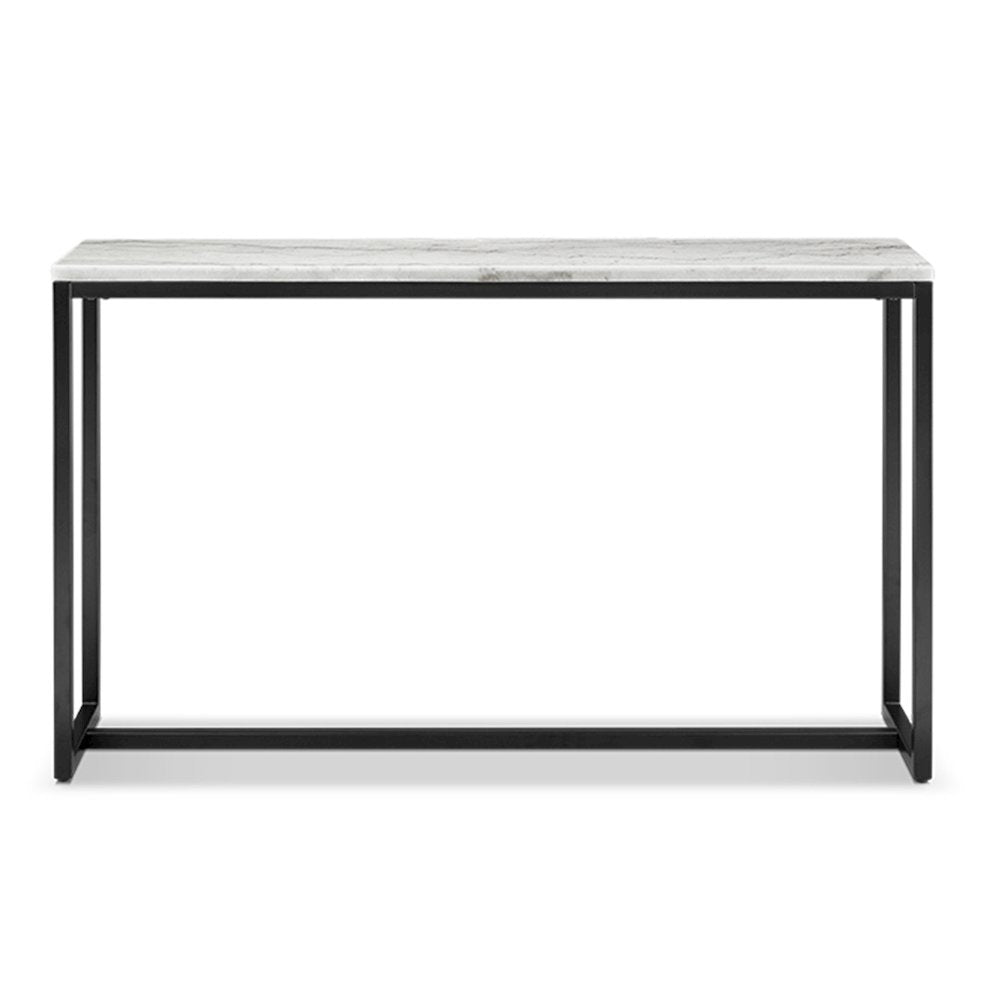 Torin White Marble And Matte Black Rectangular Sofa Table