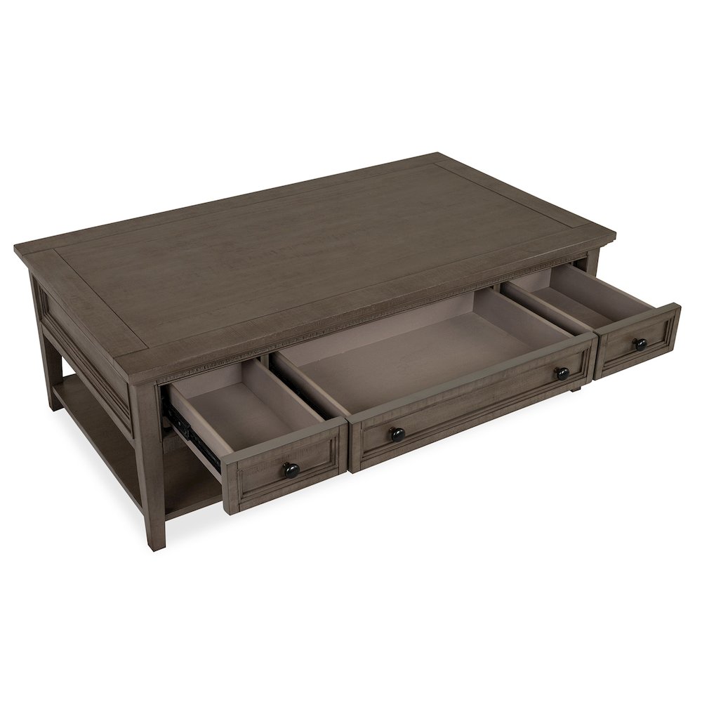 Paxton Place Dovetail Grey Rectangular Cocktail Table With Casters