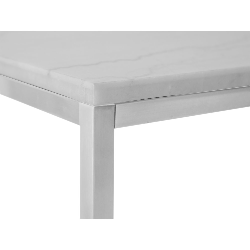 Esme White Marble And Brushed Nickel Rectangular End Table