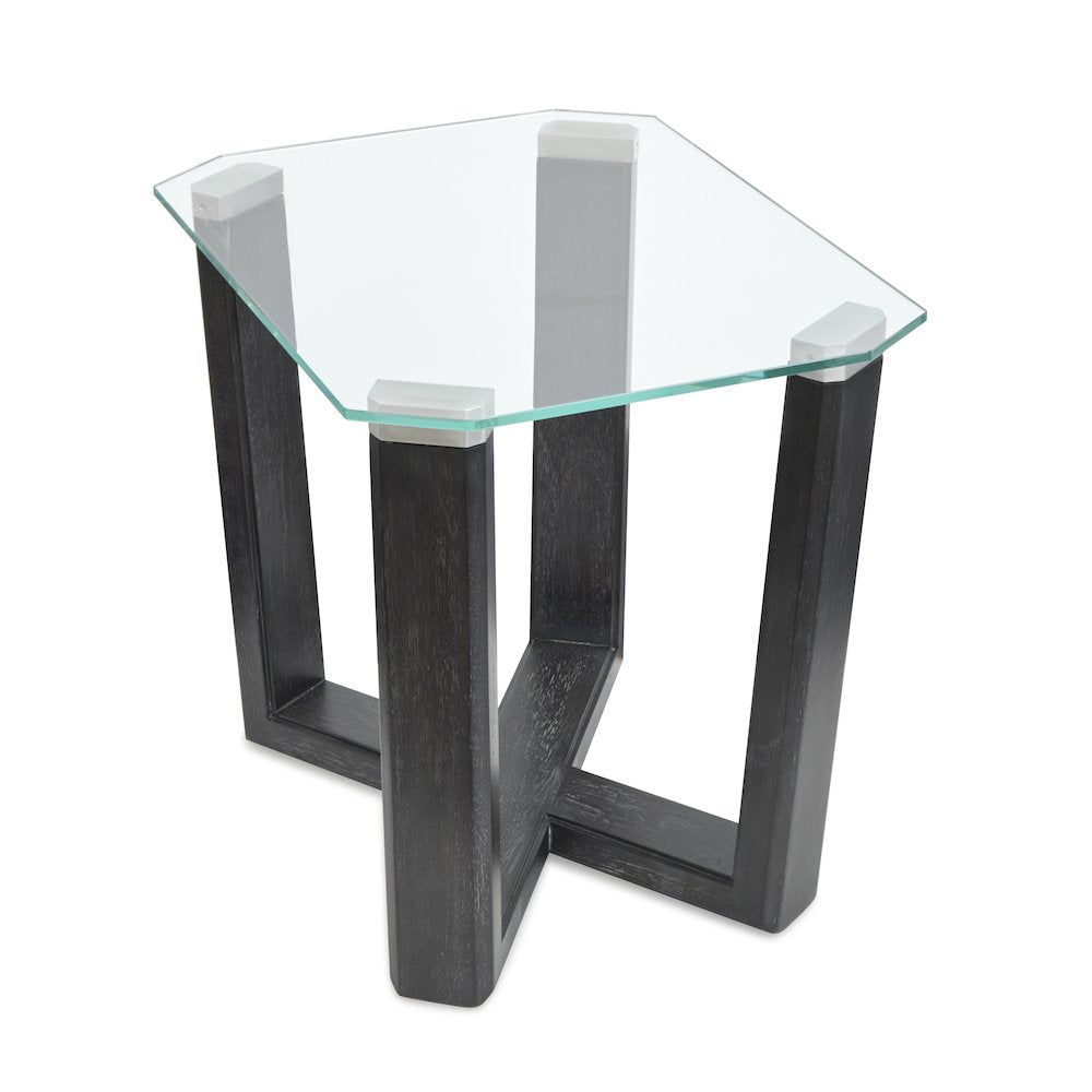 Wexler Black Truffle And Clear Glass Rectangular End Table