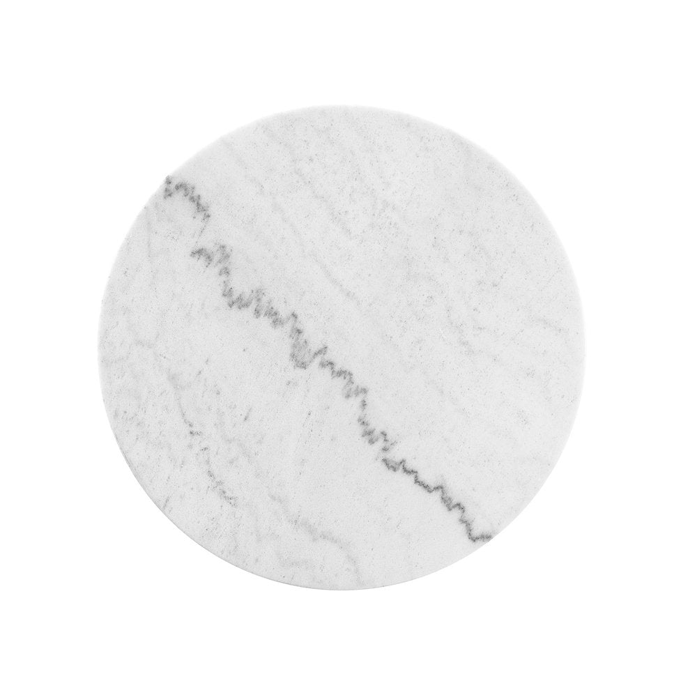Esme White Marble And Brushed Nickel Round End Table