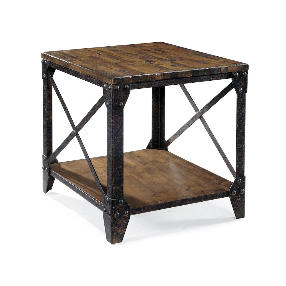 Pinebrook Distressed Natural Pine Rectangular End Table