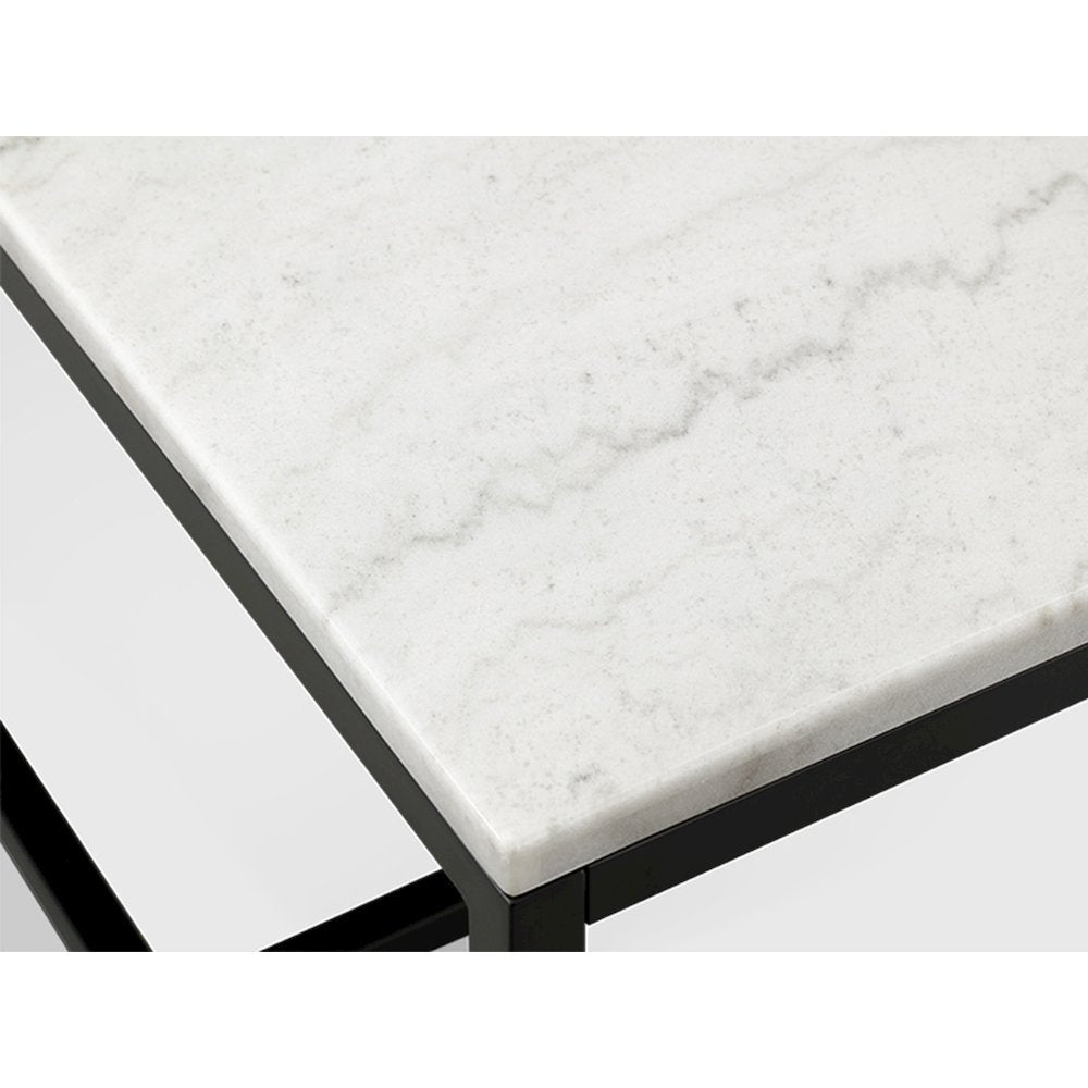 Torin White Marble And Matte Black Rectangular Cocktail Table