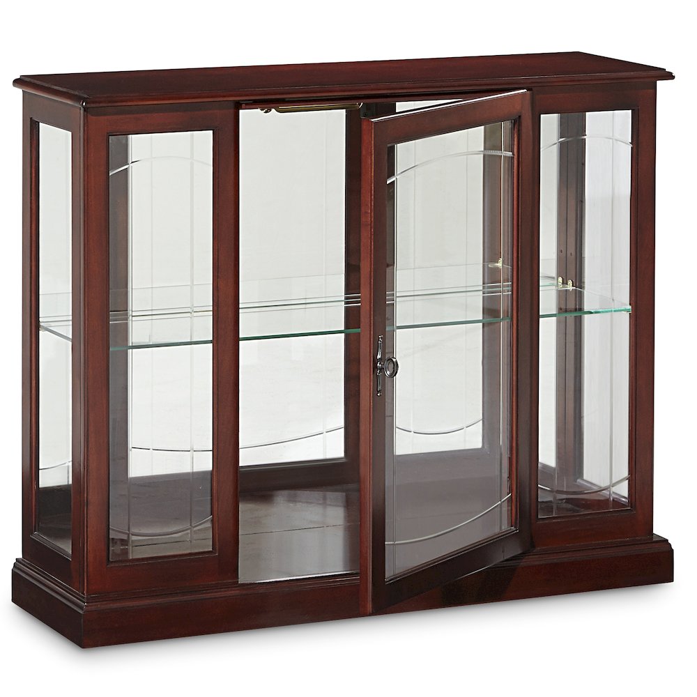 Pulaski Curios Cherry Brown Lighted 1 Shelf Console Display Cabinet