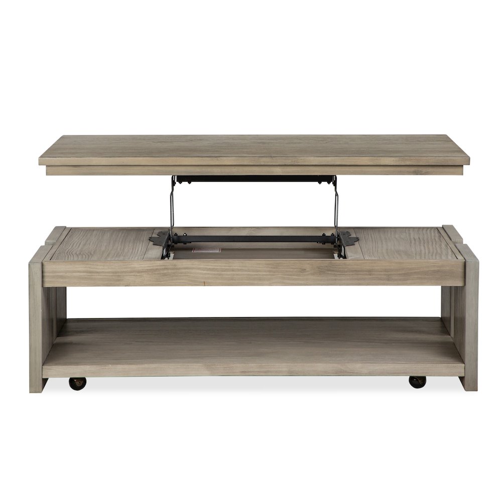 Stone Harbor Grey Rectangular Lift Top Storage Cocktail Table With Casters