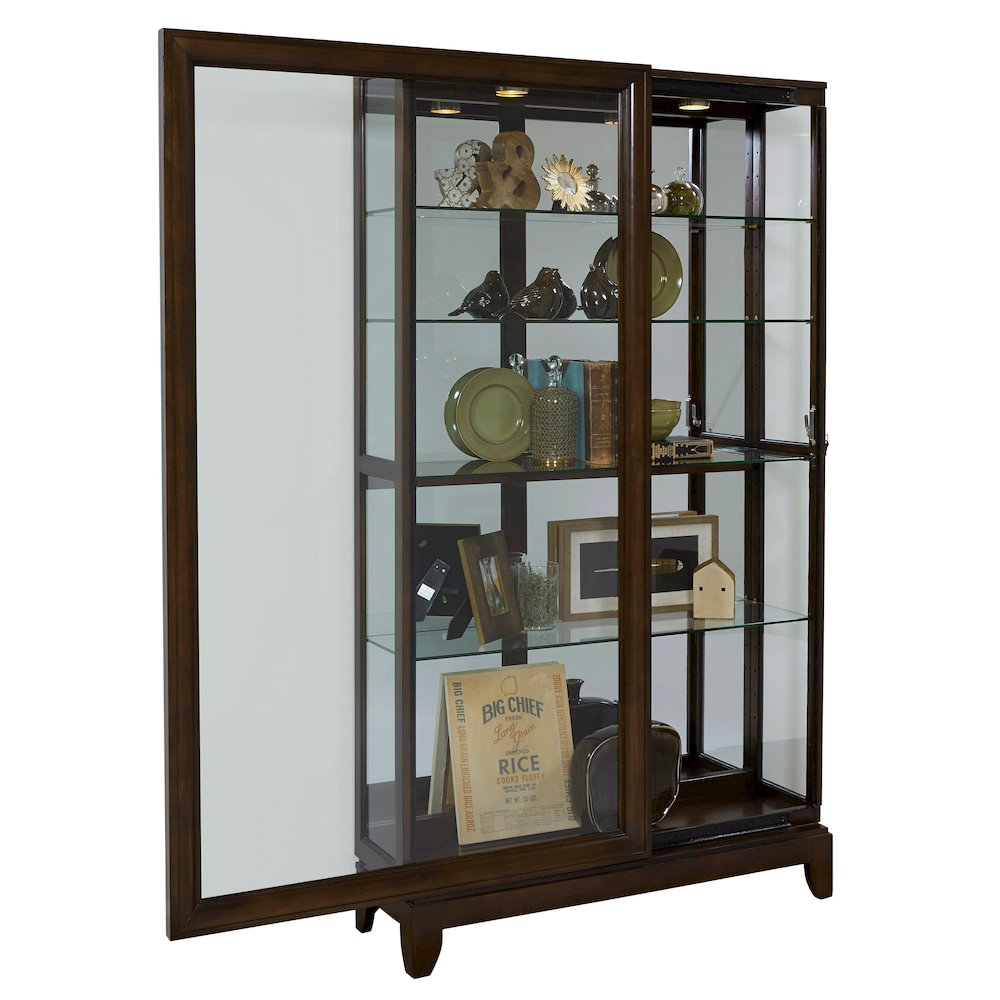 Pulaski Curios Deep Brown Sliding Door 5 Shelf Curio Cabinet
