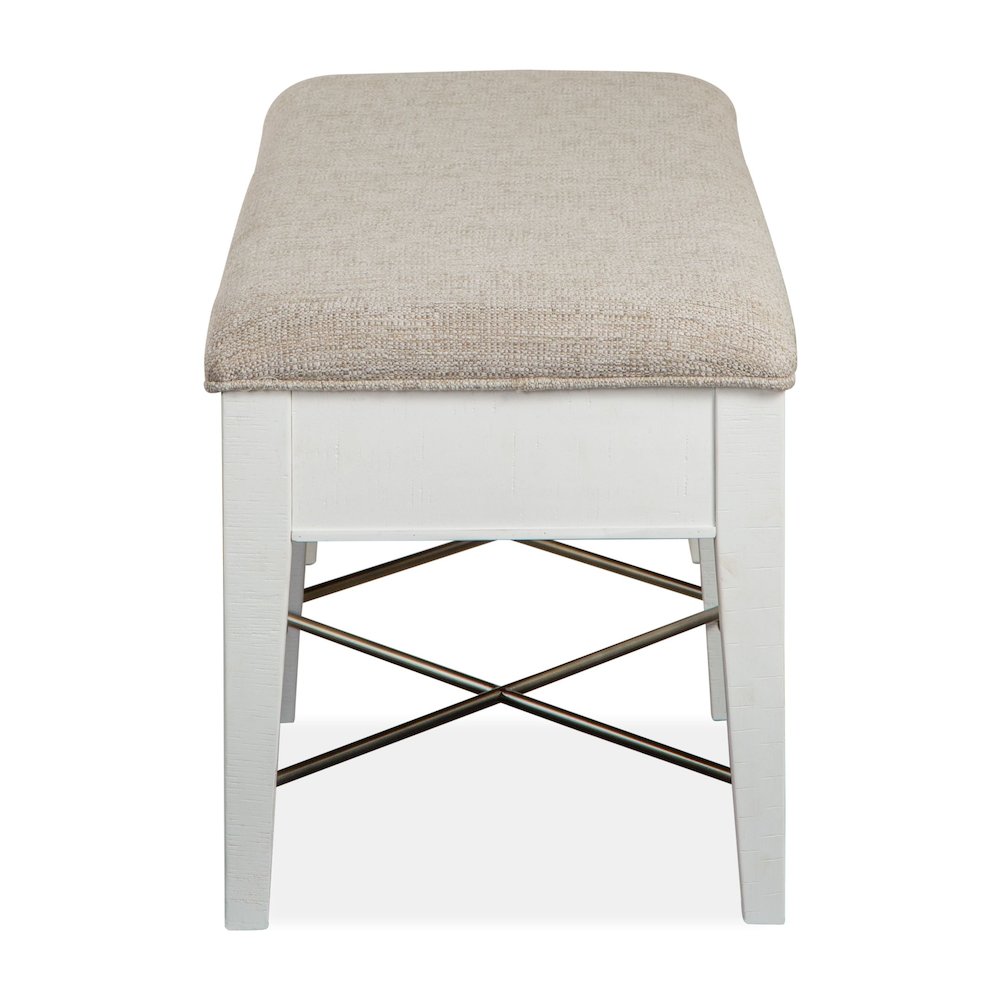 Heron Cove Chalk White And Dovetail Grey Upholstered Bench