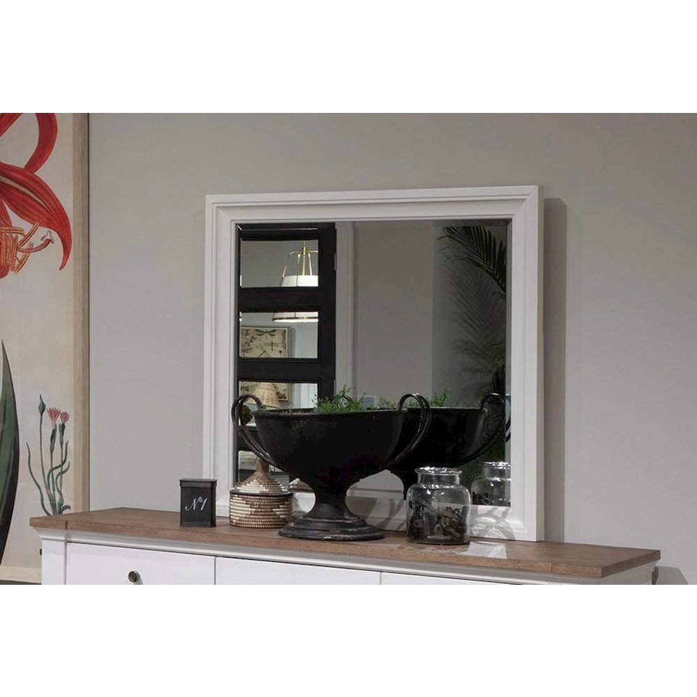 Kingston Whisper White And Cerused Nutmeg Landscape Mirror