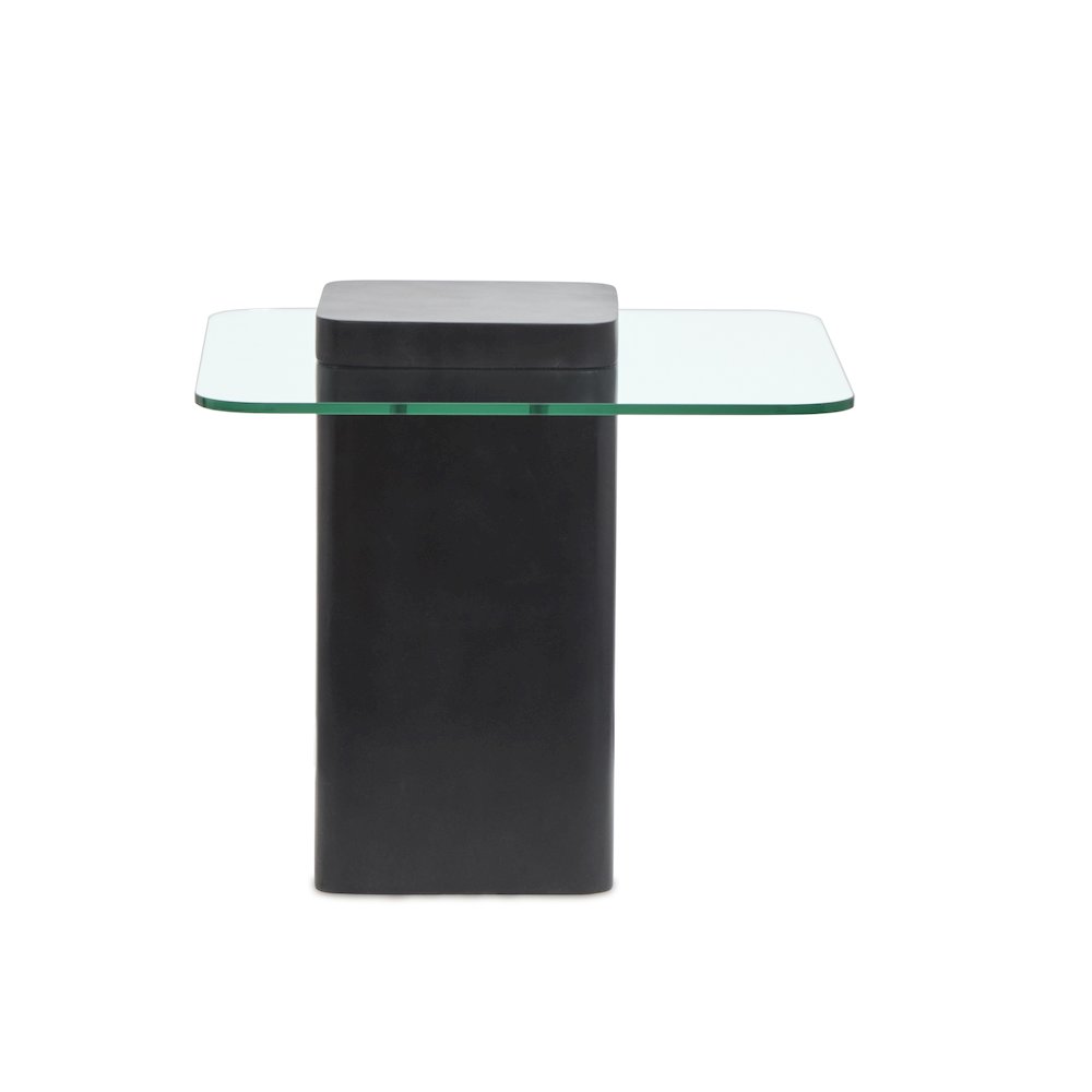 Donora Clear Glass And Obsidian Square End Table