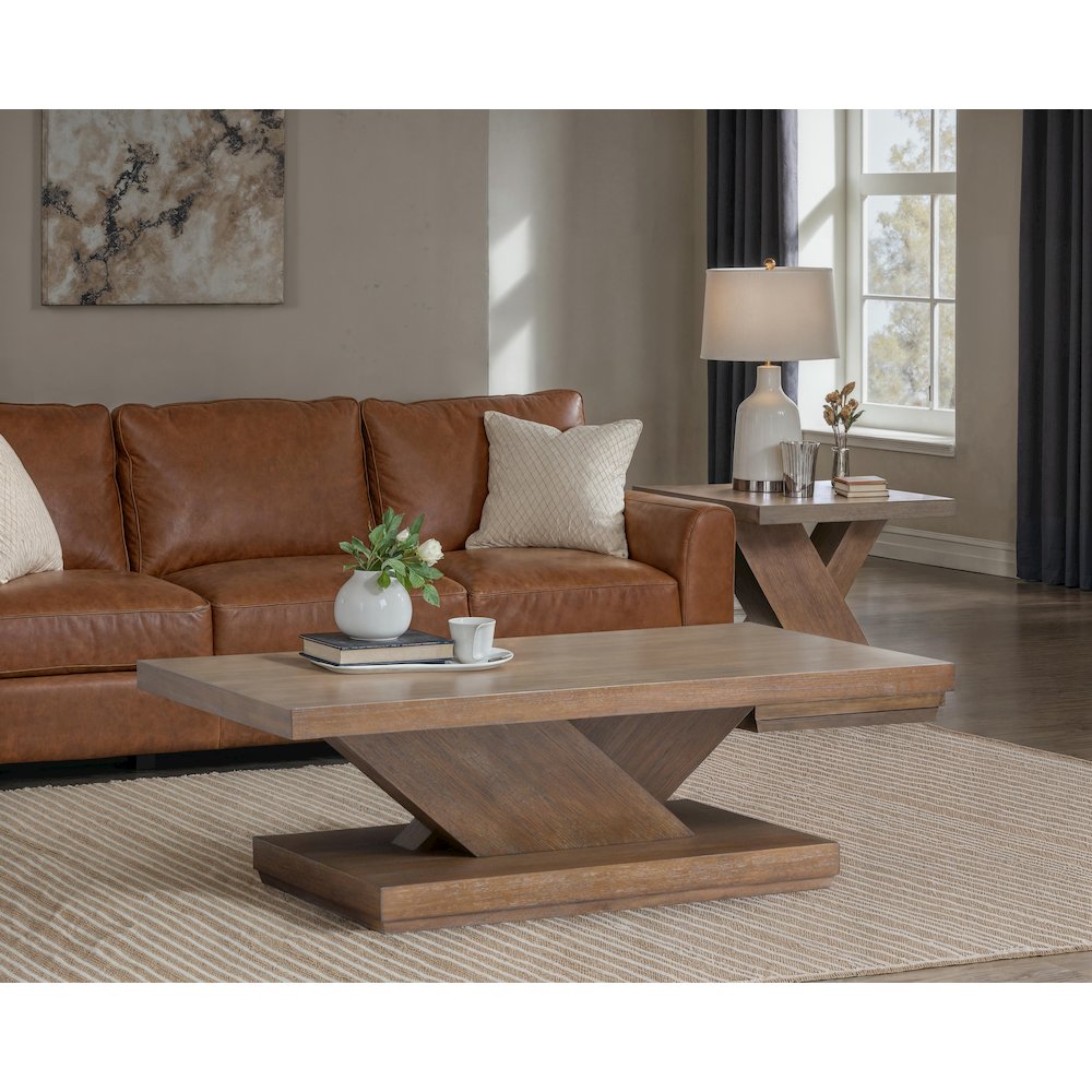Lansbury Antique Wheat Rectangular Cocktail Table With Casters