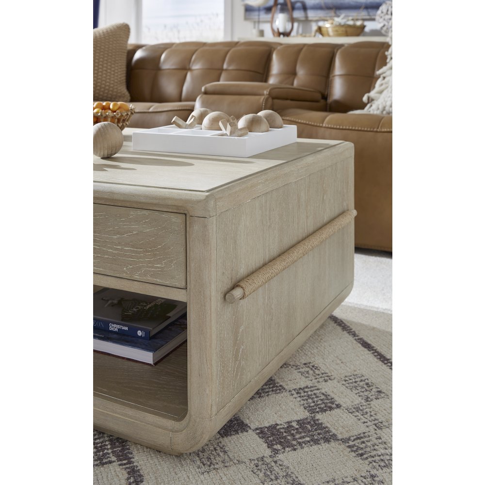 Sunset Cove Sanibel Brown Rectangular Cocktail Table With Casters