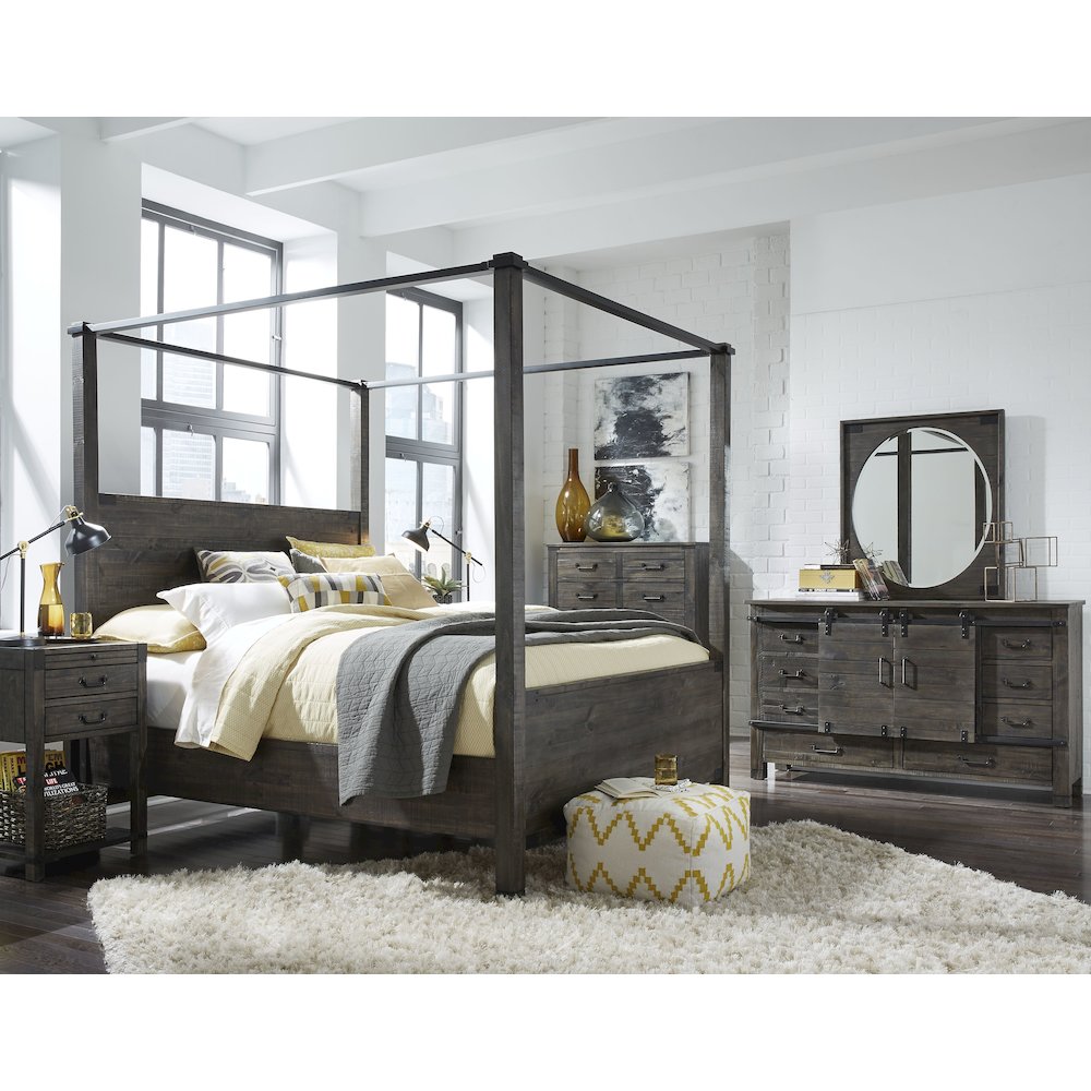 Abington Weathered Charcoal Queen Poster Bed
