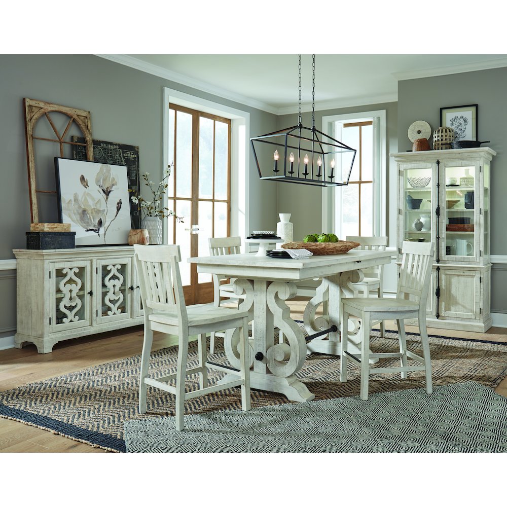 Alabaster And Toasted Nutmeg Extendable Rectangular Counter Height Dining Table