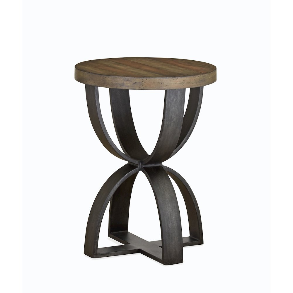 Bowden Rustic Honey And Distressed Iron Round Accent Table