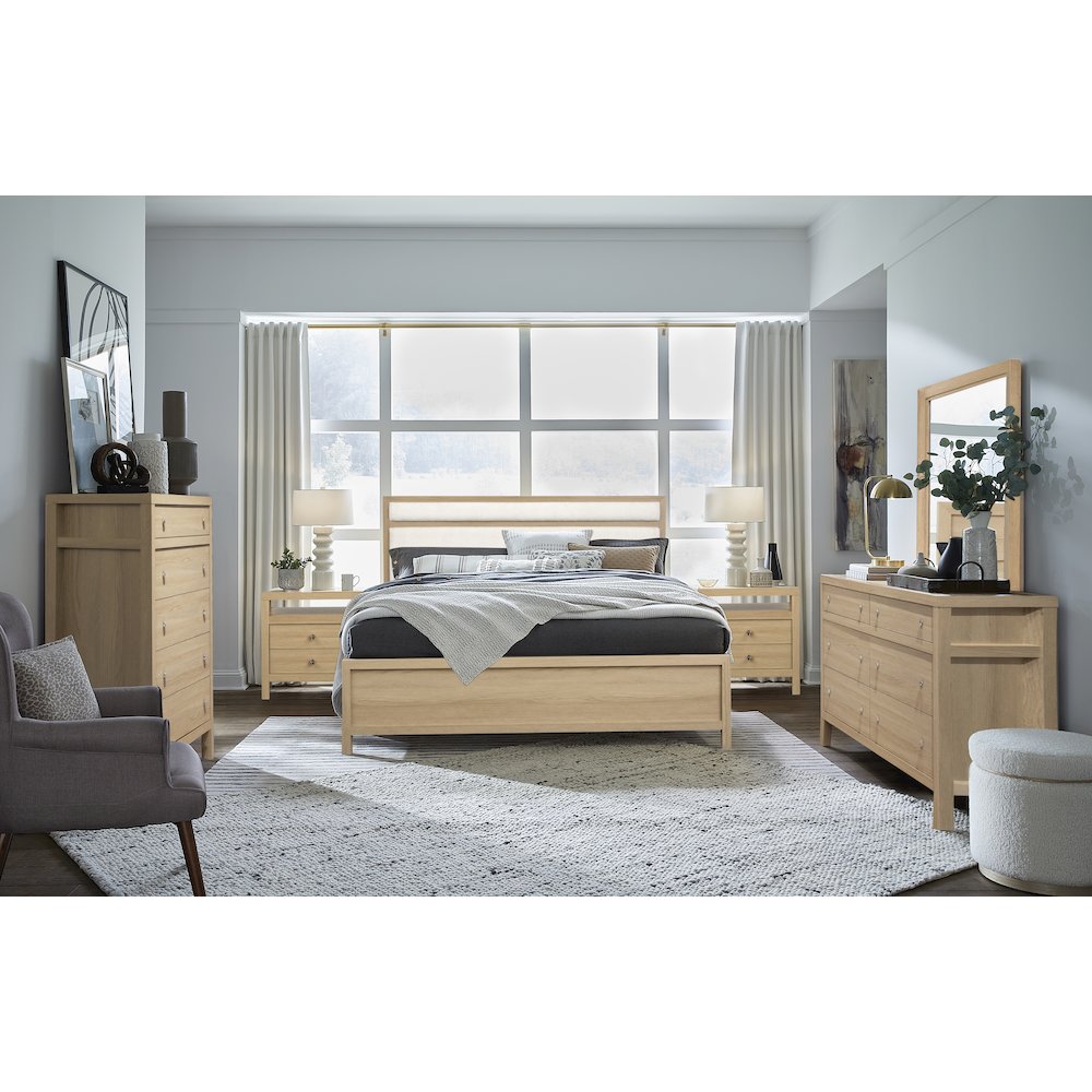 Merrifield Sandstone Beige Queen Upholstered Panel Bed