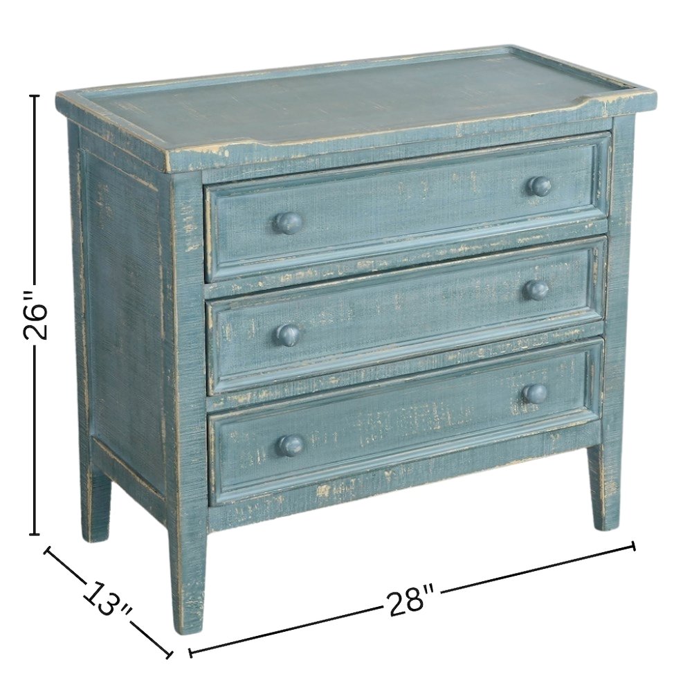 Green Solid Wood Farmhouse End Table with Storage, 3-Drawer Nightstand