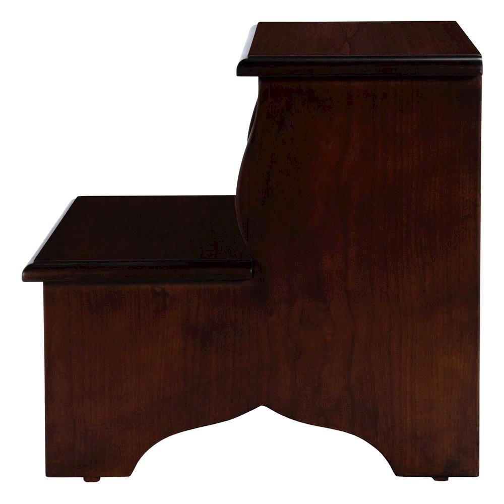 Dark Brown Wooden Step Stool for Adults and Kids with Durable Design