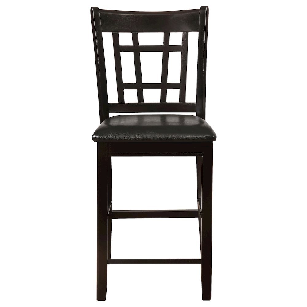Counter Height Bar Stools Set of 2, Brown Leatherette & Wood Stools