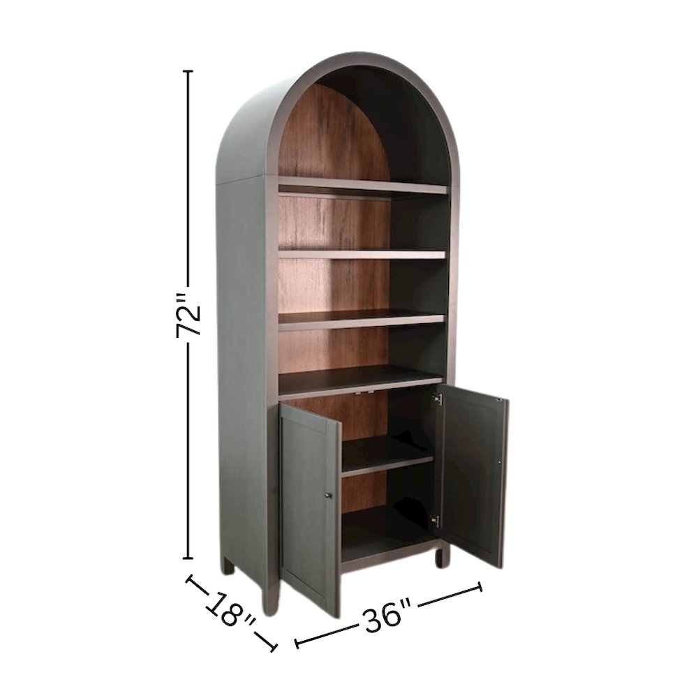 Brown Solid Wood Arched Cabinet with Doors, Hutch Cabinet with Storage