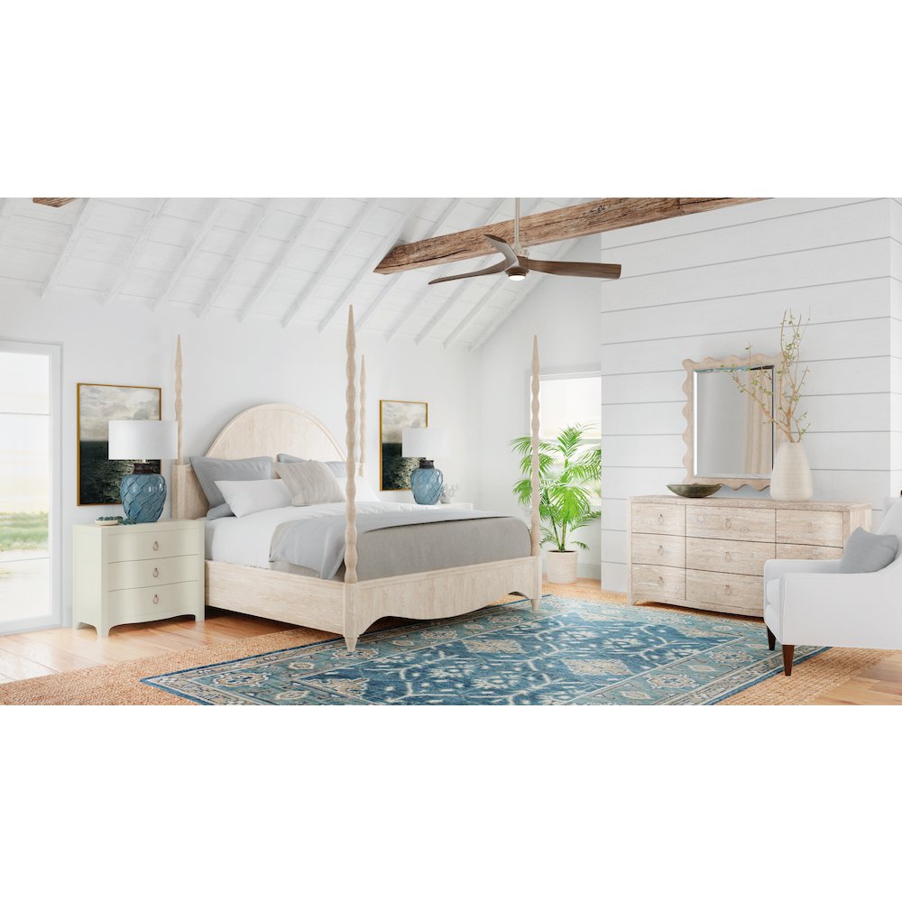 Serenity Antigua Three Drawer Nightstand in White Wood by Hooker Furniture