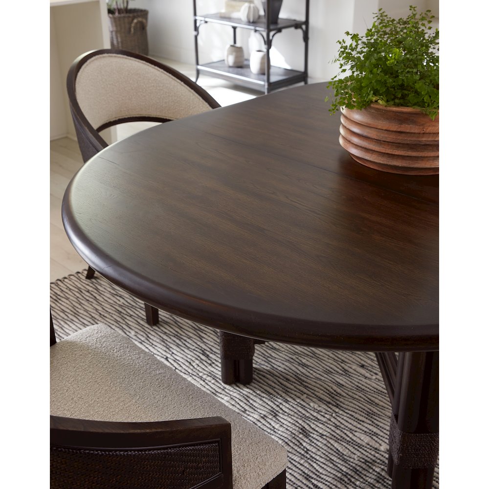 Retreat Pole Rattan Round Dining Table with 1-20in Leaf