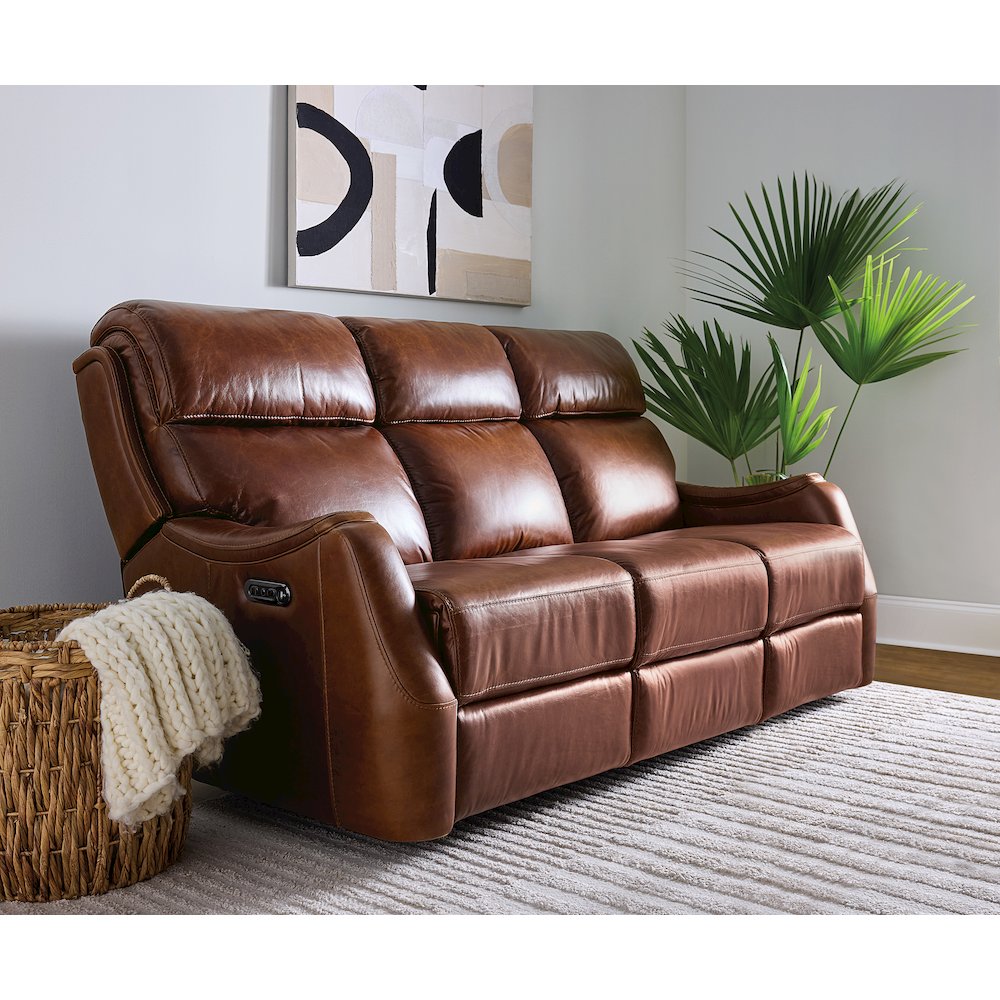 Harlan Zero Gravity Leather Power Sofa in Brown by Hooker Furniture
