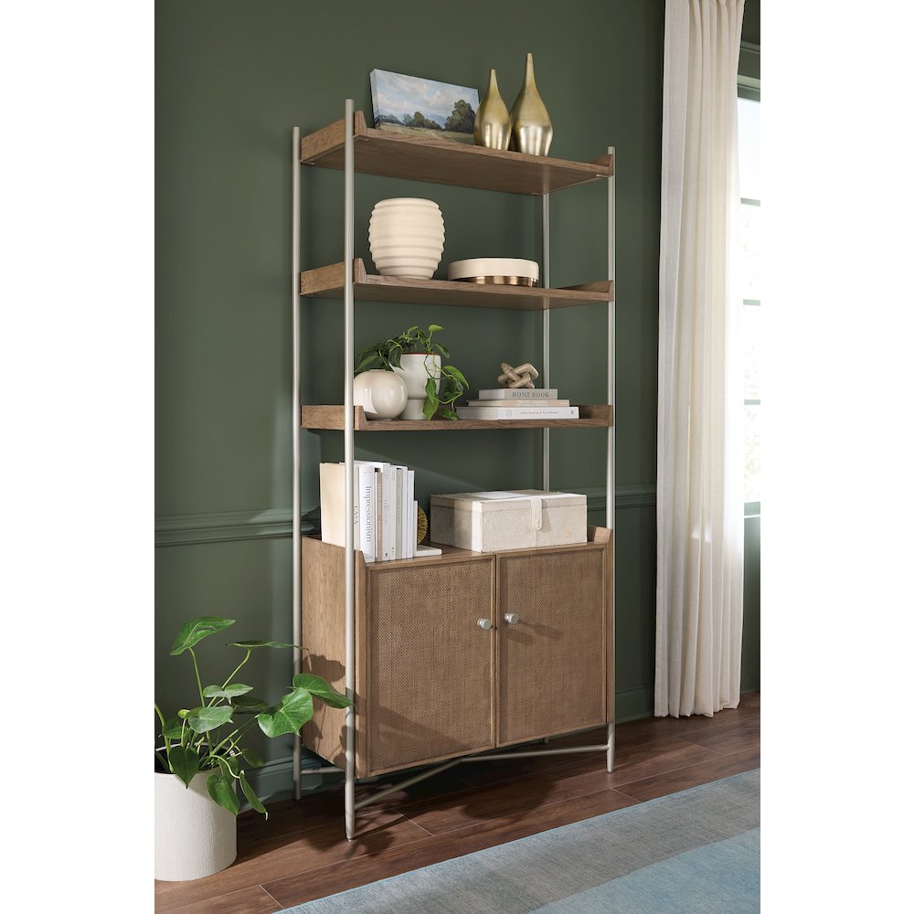 Sonnet Bookcase with Storage in Medium Brown Wood by Hooker Furnishings
