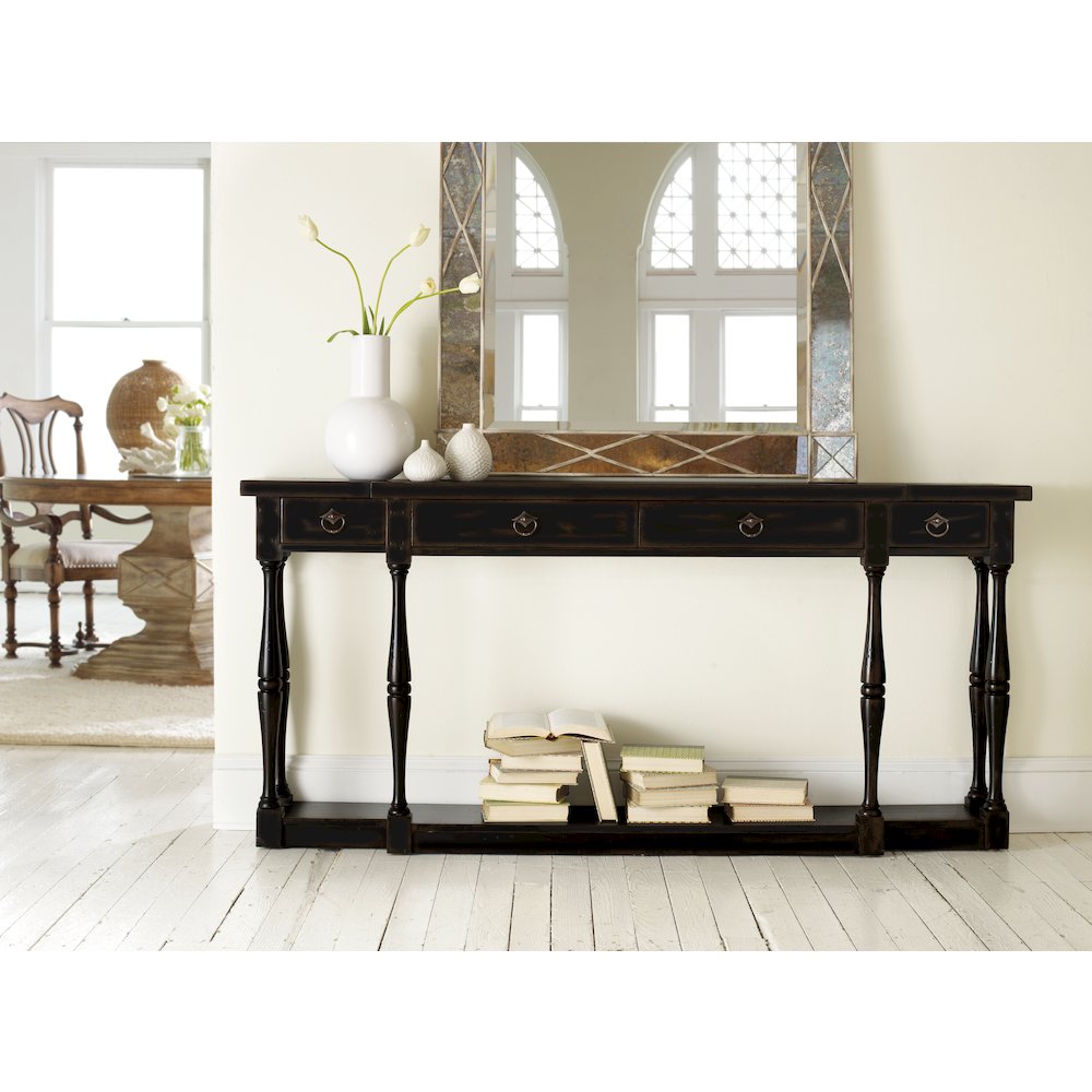 Sanctuary Four-Drawer Thin Console - Ebony