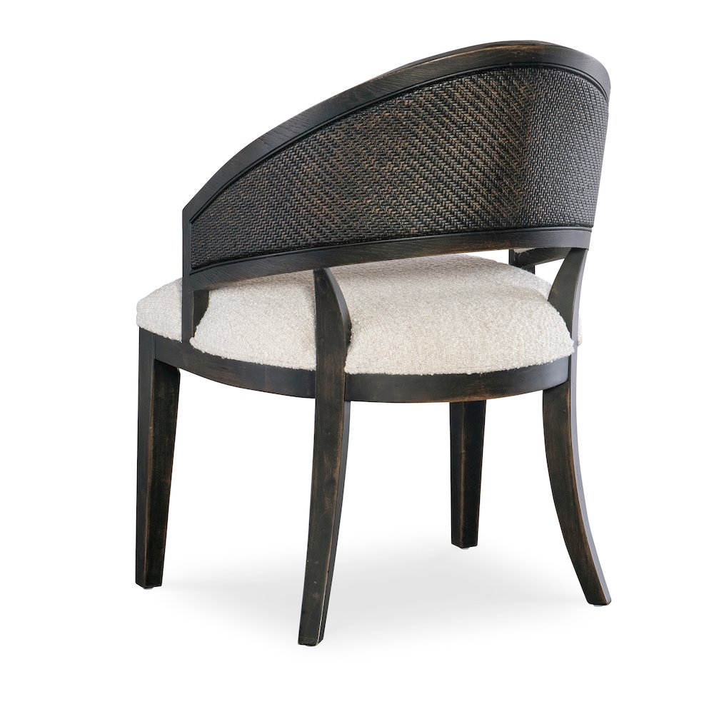 Retreat Cane Barrel Back Fabric Upholstered Chair in Black by Hooker Furniture