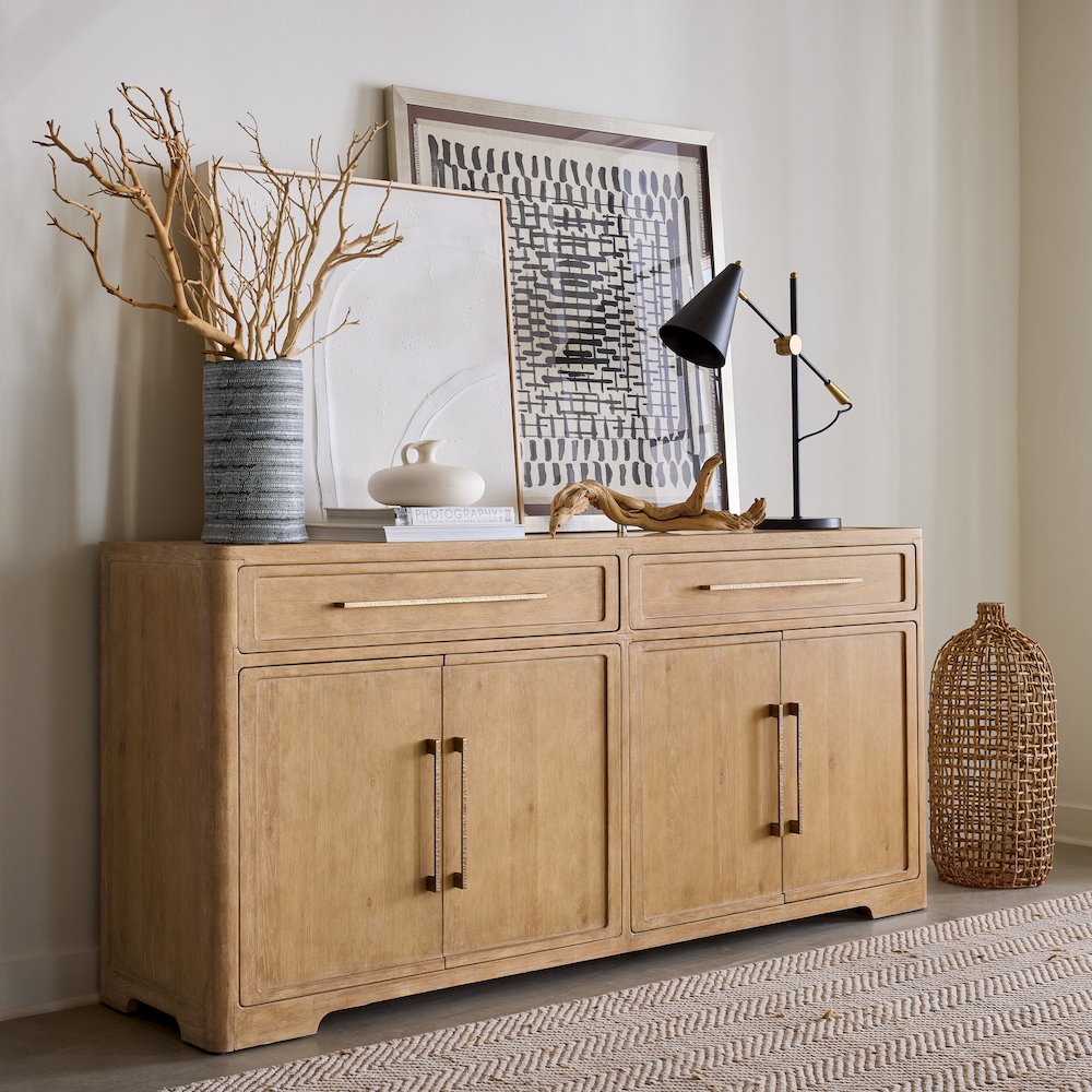Retreat Buffet in Beige w/ Stone Inlay by Hooker Furniture