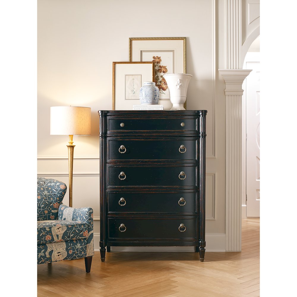 Hooker Furniture Charleston 5-Drawer Wood Chest in Black Cherry
