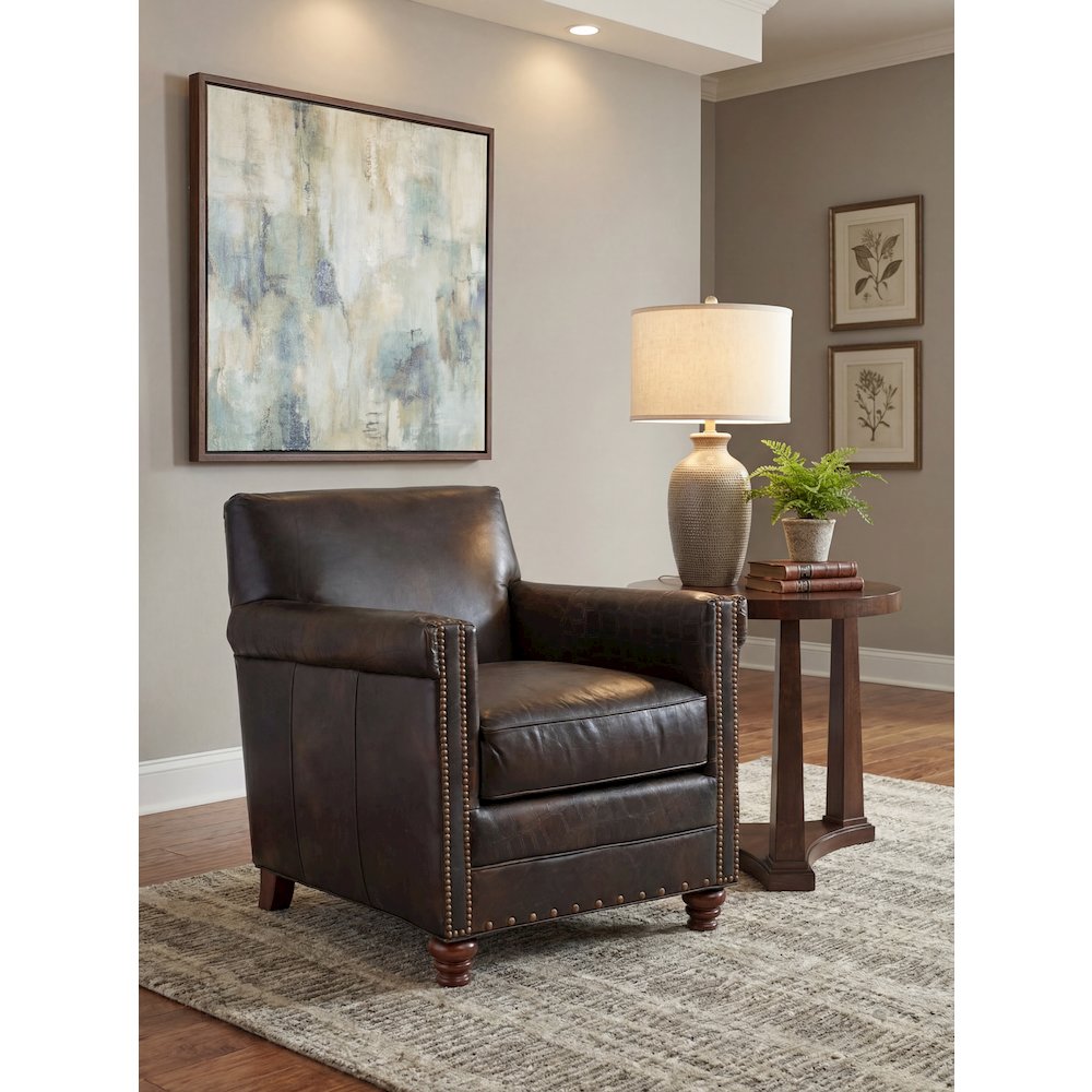 Hooker Furniture Seven Seas Leather Upholstered Club Chair in Old Saddle Brown