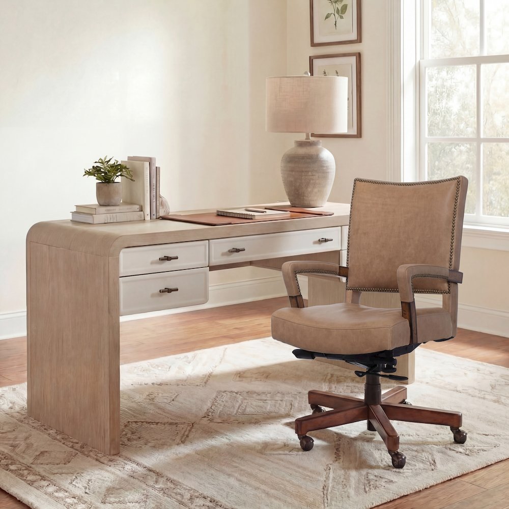 Hooker Furniture Chace Leather Executive Swivel Tilt Chair in Brown