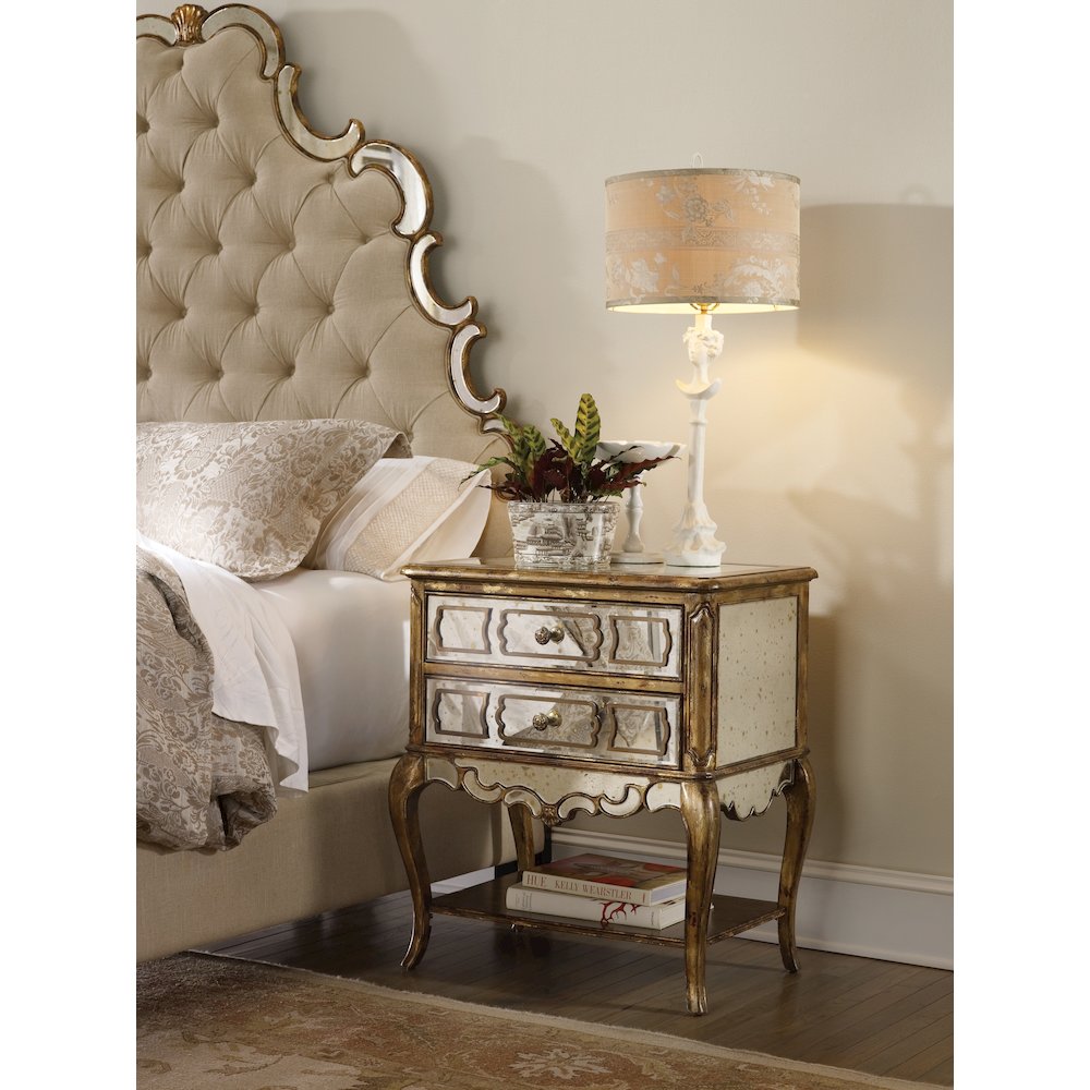 Sanctuary Mirrored Leg Nightstand - Bling