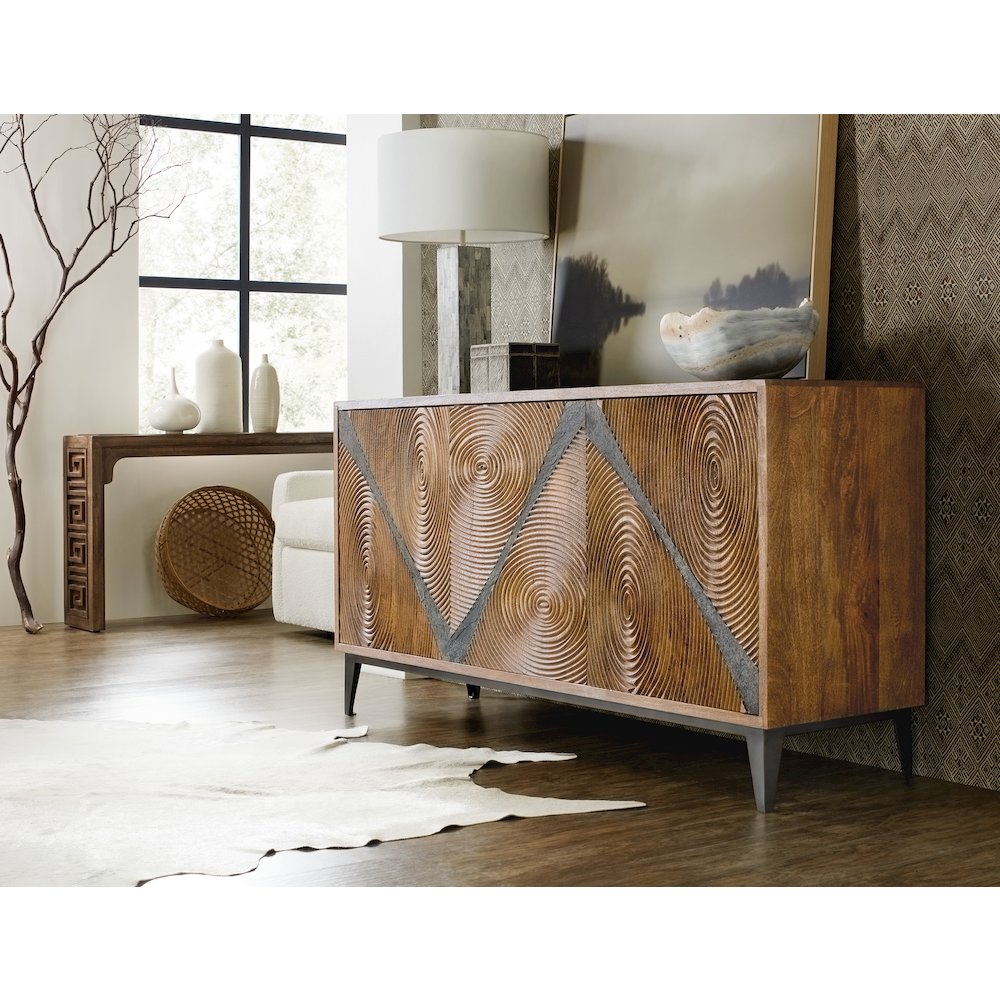 Hooker Furniture Commerce and Market Vortex Wood Credenza in Brown