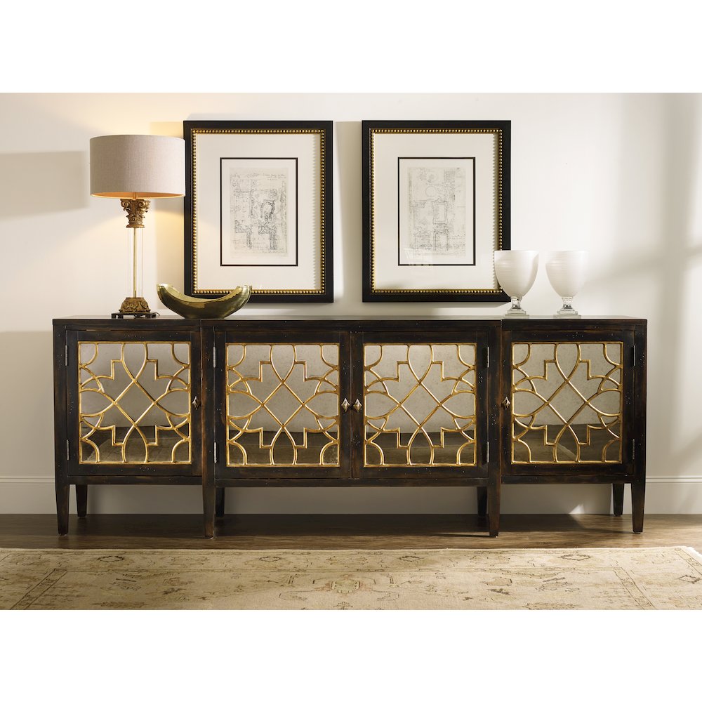 Sanctuary Four Door Mirrored Console- Ebony
