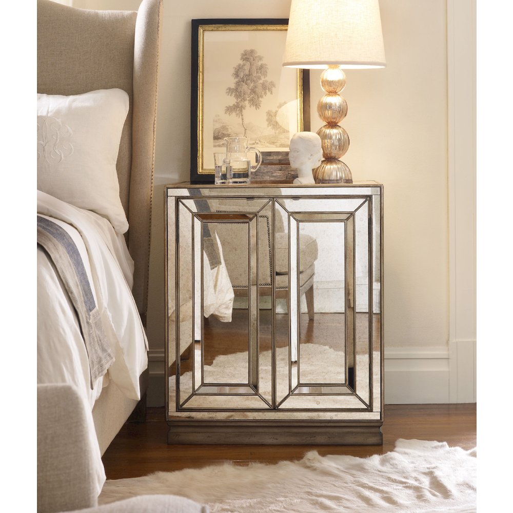 Hooker Furniture Sanctuary Two-Door Mirrored Nightstand in Visage