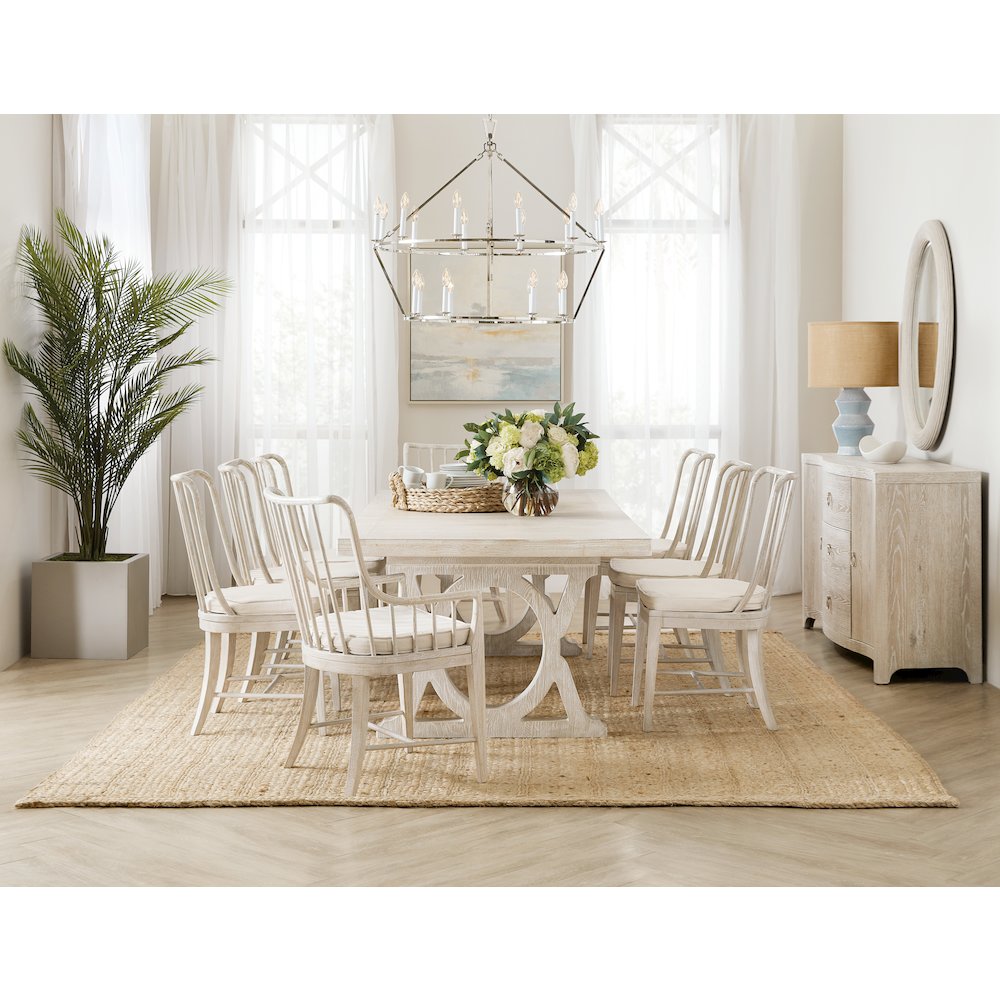 Serenity Topsail Rectangle Dining Table with 2-18in Leaves in White Wood