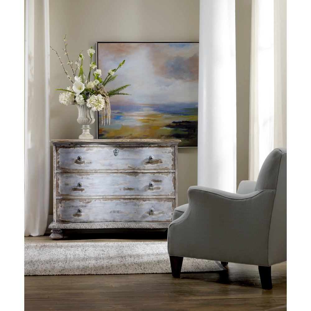 Chatelet 3 Drawer Wood Accent Chest in Distressed Blue by Hooker Furniture