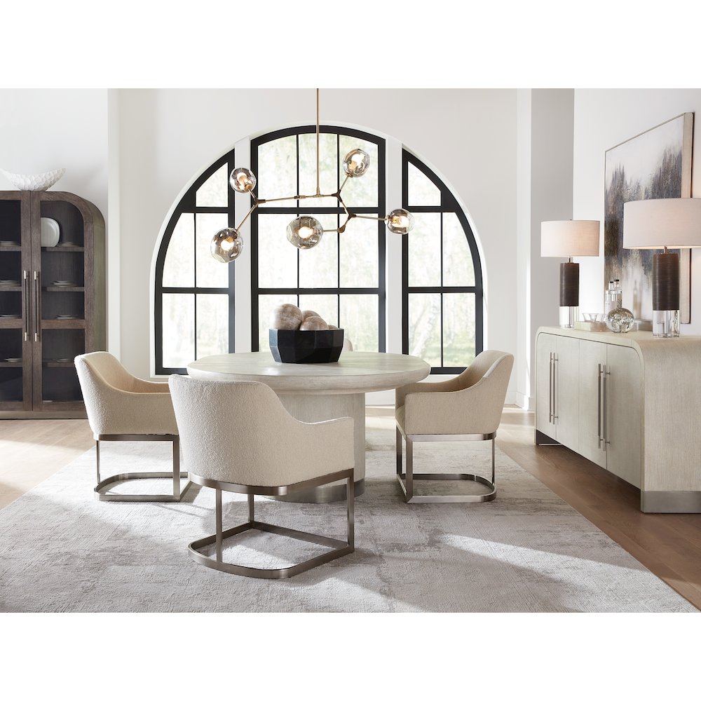 Modern Mood Upholstered Arm Chair w/ Metal Base in Pewter by Hooker Furniture