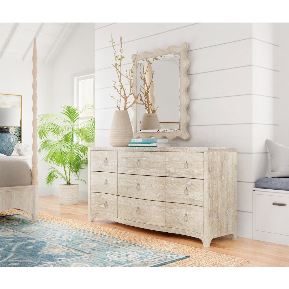 Serenity Bora Landscape Mirror w/ White Resin Frame by Hooker Furniture