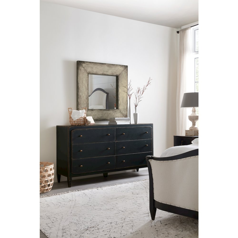 Ciao Bella 6 Drawer Wood Dresser in Distressed Black Finish by Hooker Furniture
