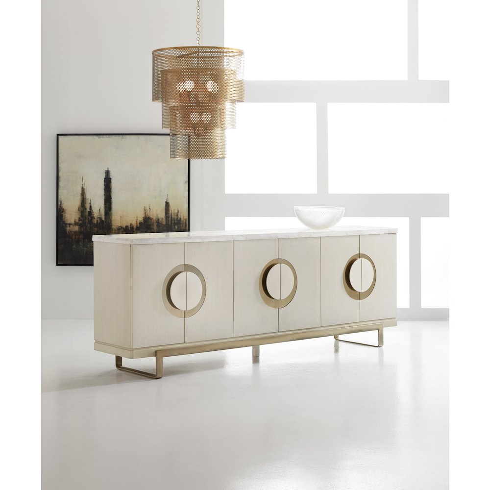 Hooker Furniture Melange Noelle Media Credenza in Cream and Gold