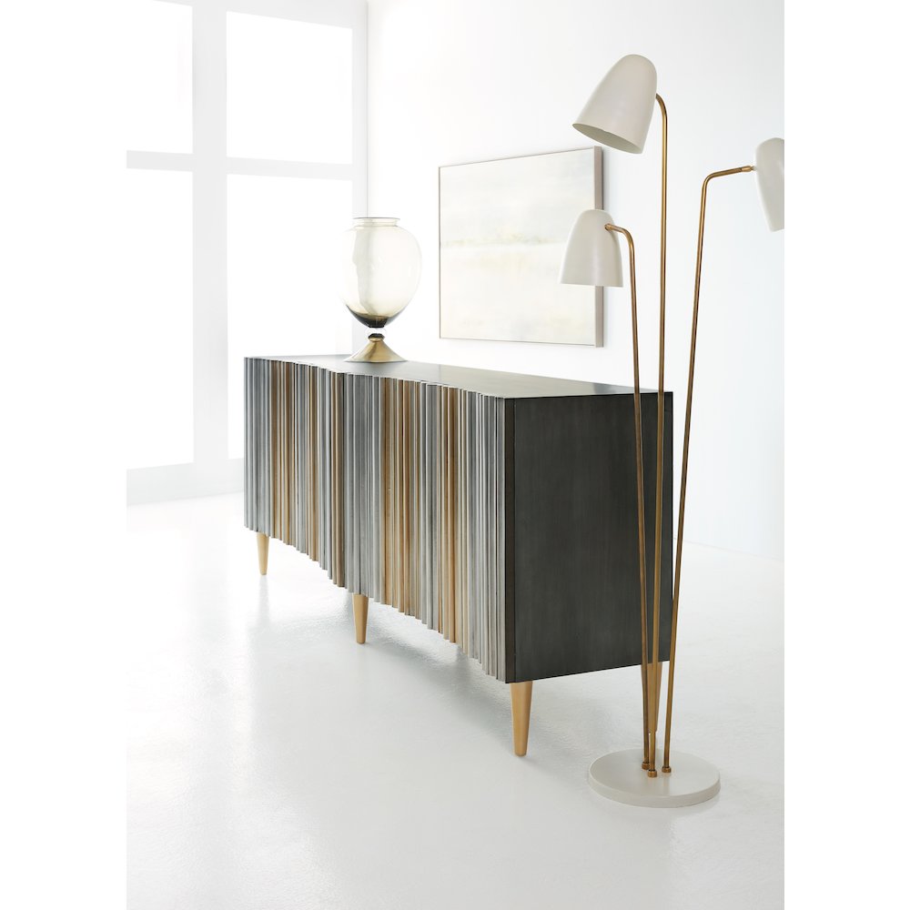Melange Apollo Media Credenza in Silver and Gold Wood by Hooker Furnishings
