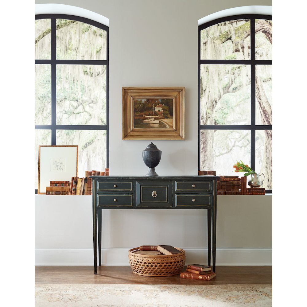 Hooker Furniture Charleston 5-Drawer Traditional Wood Console Table in Green