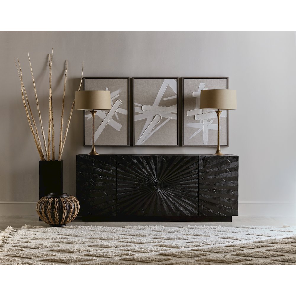 Commerce & Market Open Space Wood Entertainment Console in Black by Hooker
