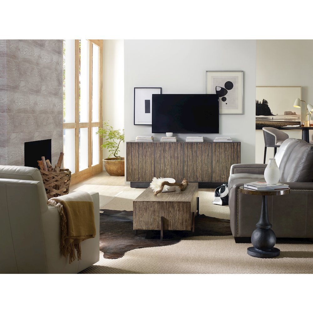Hooker Furniture Curata Accent End Table in Black and Washed Brass